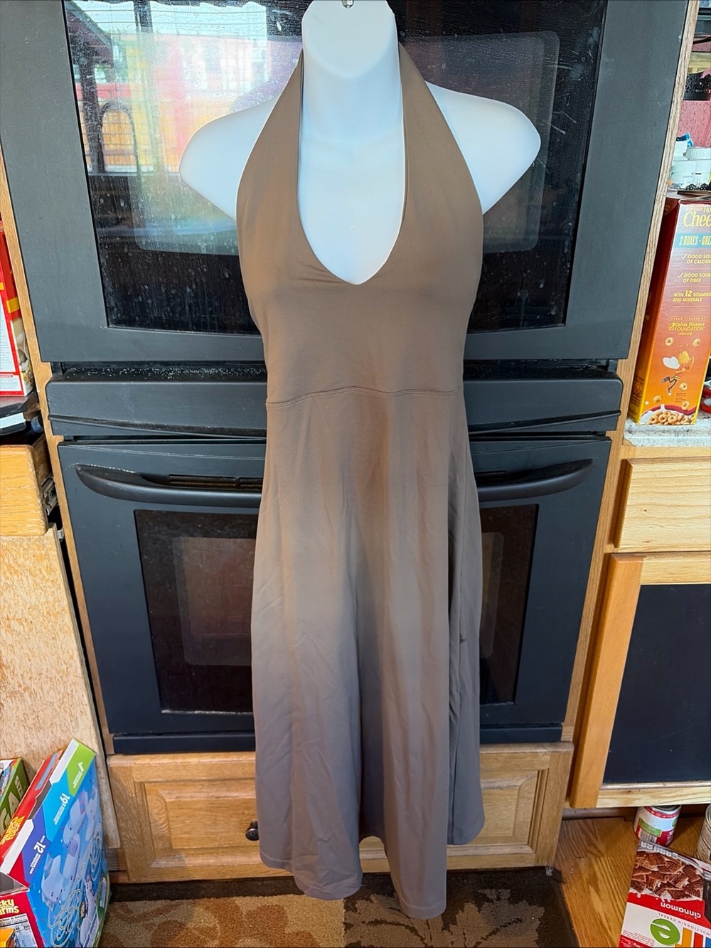 Patagonia Morning Glory Halter Dress Brown Women’s Coquette Sexy Stretch  Sz XL